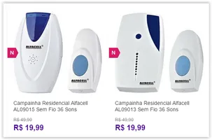 [Sou Barato] Campainha Residencial Alfacell  Sem Fio por R$ 20