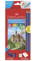 [Prime] Kit Lápis de cor Faber Castell + Borracha + Apontador + 2 Lápis | R$10