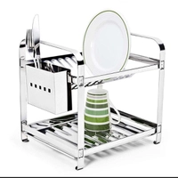 Escorredor 12 Pratos Em Aço Inox Com Porta Talheres Inox