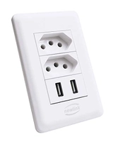 Conjunto de Tomada com 2 portas USB Newlink WS100 - Preto