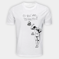 Camiseta Santos Neymar Jr. Eu Vou Mas Eu Volto Masculina - Branco