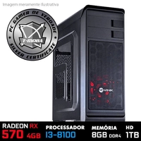 PC GAMER T-MOBA EDITION CORE INTEL I3 8100 3.6GHZ / RADEON RX 570 4GB / MEMÓRIA 8GB DDR4 / HD 1TB