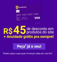 Cartao Sou Barato com Anuidade Grátis para Sempre (+45 reais de desconto)