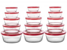 Jogo de Potes de Vidro Casambiente com Tampa - Redondo - 15 Peças | R$60