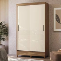 Guarda-roupa Santos Andirá Fit 2 Portas, 2 Gavetas com Cabideiro e Maleiro Solteiro – 106,6 cm de largura - Jequitibá/Off White