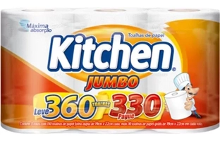 Papel Toalha Kitchen Jumbo Leve 360 Pague 330 Folhas