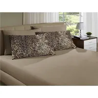 [Ponto Frio] Jogo de Cama Queen Home Leopardo Trigo 3 Peças Malha Fio 30/1 Penteado 100% Algodão Portallar - Bege médio por R$ 40
