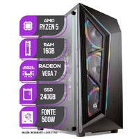  PC Gamer Mancer, AMD Ryzen 5 5600GT, Vega 7, 16GB DDR4, SSD 240GB, Fonte 500W 80 Plus