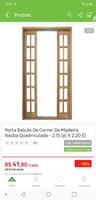 Porta Balcão De Correr De Madeira Itaúba Quadriculada - 2.15 (a) X 2.20 (l) - R$42