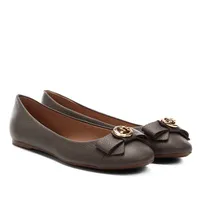 Sapatilha Couro Jorge Bischoff Laço Logo Metal Feminina - Marrom Claro | R$70