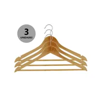 [APP/AME R$  18] Leve 2 Kit Cabide C/3 Madeira Casual Home