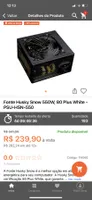 Fonte Husky Snow 550W, 80 Plus White - PSU-HSN-550 R$240