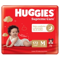 Fralda Descartável Infantil Supreme Care Xtra-Flex M Huggies Pacote com 172 Unidades Embalagem Econômica