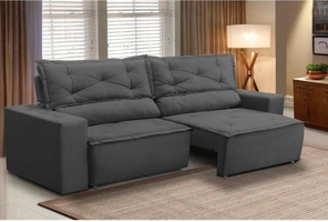 [Com Cashback Pelando R$638,28] Sofá Retrátil e Reclinável 2 lugares com Molas 1,50m Livia Suede Cinza Adonai Estofados