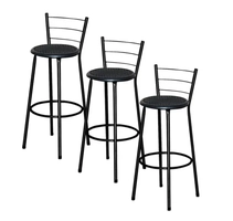 3 Banquetas Alta Epoxi Preta Cristal 