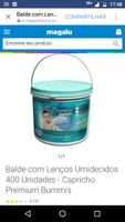 Balde com Lenços Umidecidos 400 Unidades - Capricho Premium Bummis - R$13