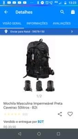 Mochila Masculina Impermeável Preta Caveirao 50litros - B2t | R$35