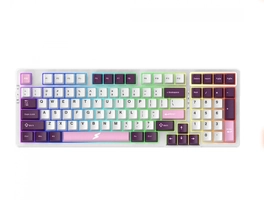 Teclado Gamer Mecânico SuperFrame Fusion Pro, RGB, Wireless/Bluetooth, Switch Kailh Box Ice Cream, Branco/Roxo e Rosa