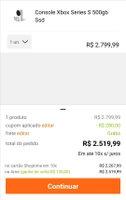 [Cartão SHOPTIME + Cupom + Ame = R$2142] Xbox Series S