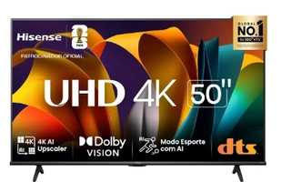 Hisense Smart TV UHD 4K DLED 50" Polegadas 50A6N com HDR10+ Dolby Vision Game Mode Controle por Voz Alexa Built-In AirPlay