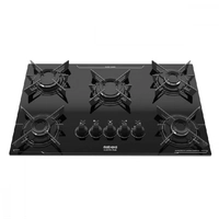 Cooktop 5 Bocas Itatiaia Electra Plus Vidro Temperado Gás 5Q Preto Bivolt 