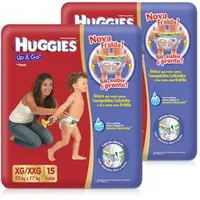 Leve 2 Pague 1 Pacote de Fralda com 15 Unidades Cada Up & Go Jumbo XG/XXG Huggies