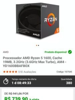 Processador 1600AF Amd Ryzen 5 | R$ 740