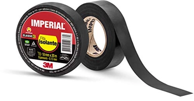 [R$5,94 SUPER] 3M, Fita Isolante Imperial Slim, 18mm X 20m, Preta