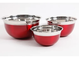 Kit De Tigelas Oster Tipo Bowl Aço Inox Vermelho Metalizado