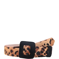 Cinto Couro Animal Print com Fivela Lisa Bauarte