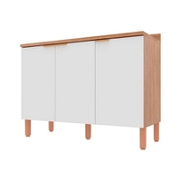 Balcão Triplo Bartira Topázio UP com 3 Portas e 1 Prateleira - 120,1cm de largura - Damasco/Branco Fosco