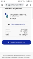 S20 Cloud Blue 128gb | Cartão Santander | R$2519