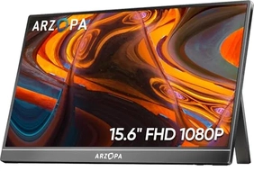 Monitor Portátil ARZOPA 15,6'' FHD 1080P - Monitor Ultra Fino para Laptop com Suporte - Display IPS para PC, MAC, Celular
