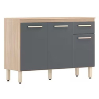 Balcão de cozinha dama com tampo 3 pt 1 gv avena e grafito - Branco