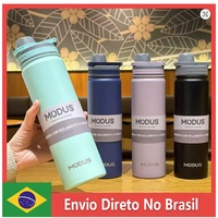[🇧🇷] Modus garrafa térmica com canudo de aço inoxidável copo térmico carro isolado copo de água para esportes ao ar livre 750ml