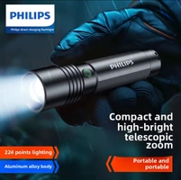 Lanterna recarregável super brilhante de liga de alumínio Philips - Zoom de longo alcance, portátil para uso externo e doméstico Defensa Personal