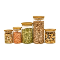 Confira Kit 5 Potes De Vidro para Mantimentos com Tampa Bambu 250ml 300ml 400ml 600ml 800ml - Oikos 