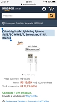 Cabo Hightech Lightning Iphone 5/5S/5C /6/6S/7, Energizer, 4145, Branca - R$20