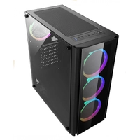 Gabinete Gamer liketec Streamer V2, RGB, Mid Tower, Com 6 Fans, Vidro Temperado, Black, S-Fonte