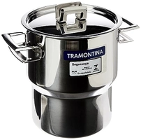 Cuscuzeira Tramontina Brava Em Aço Inox Com Alças E Tampa 14 Cm 2, 1 L Tramontina Inox Cuscuzeira Aco Inox Brava