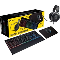 [CC Submarino] Bundle Corsair 4 em 1 | Headset HS50 + Teclado K55 RGB + Mouse Harpoon RGB Pro + Mousepad MM100 | R$400