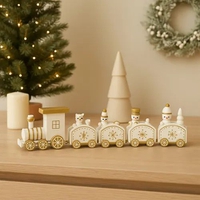 Trenzinho Natalino de Madeira 24cm Dourado