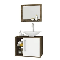 Gabinete P/ Banheiro Bechara Madeira Rústica/branco - R$235