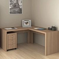 Mesa para Escritório em L Angular Me4116 Tecno Mobili Amendoa