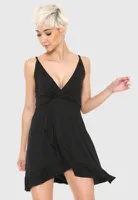 Vestido FiveBlu Curto Liso Babados Preto | R$ 35