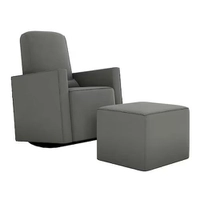 poltrona com puff annecy suede cinza