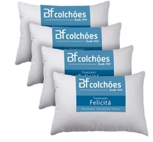 Kit 4 Travesseiros Fibra Siliconada Antialérgico 45x65cm BF Colchões - Branco