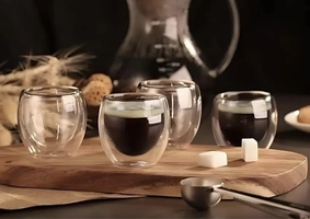 Conjunto 4 Copos de Vidro Duplo 80ml Café Haus Concept Inspire