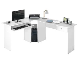 Mesa para Escritório em L 1 Gaveta Max Zanzini Branco Ártico R$239