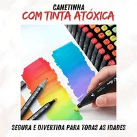 Kit Canetas Ponta Dupla 120 Cores Marcador Permanente